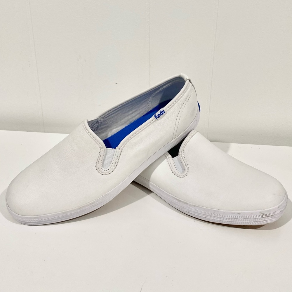 KEDS White Leather Slip Ons Size 6.5 Women’s
